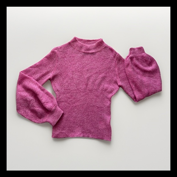 NICHOLAS Blouson Mohair Pink Sweater Mock neck Woman’s Sz S - Picture 1 of 6